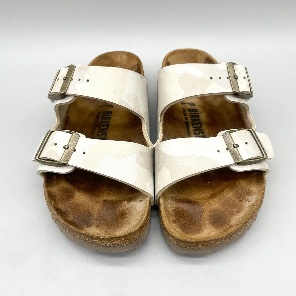 Birkenstock Womens 36 5 Arizona Sandals White Cream Desert Camo Gorpcore Boho